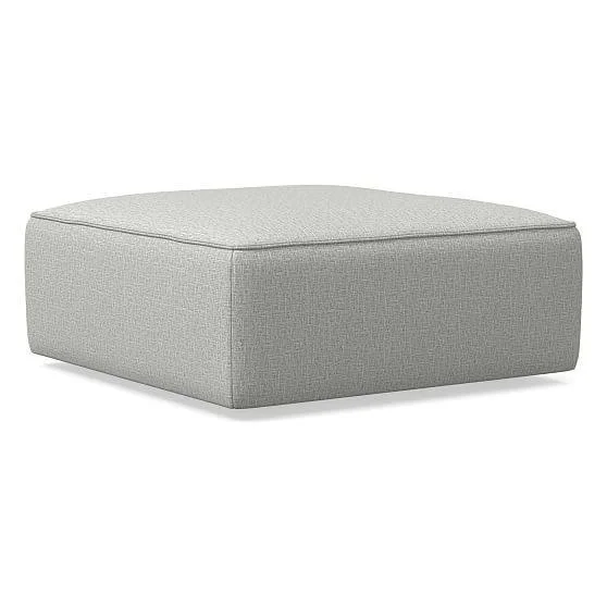 Remi Ottoman, Memory Foam, Deco Weave, Pearl Gray, Concealed Support