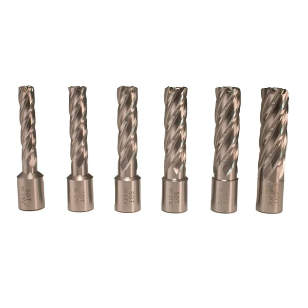 Steel Dragon Tools High Speed Steel Annular Cutter 7 PC Kit - 7/16 inch to 3/4 inch - with 2 inch Cut Depth - 3/4 inch Weldon Sha