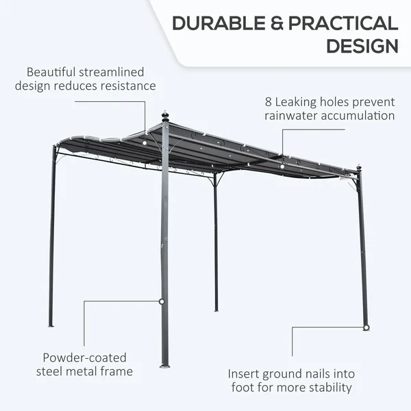 Outsunny 10& x 10& Steel Pergola Gazebo Outdoor Patio Canopy Backyard Garden