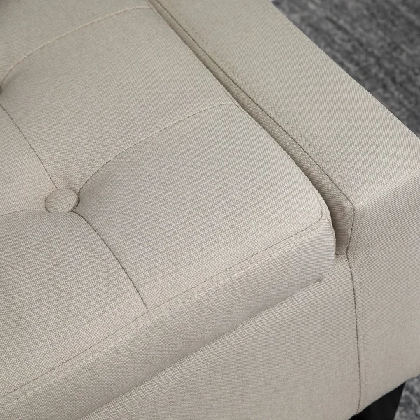 HOMCOM Linen Storage Ottoman Bench Storage Chest Tufted Ottoman Cube with Flipping Top, Beige