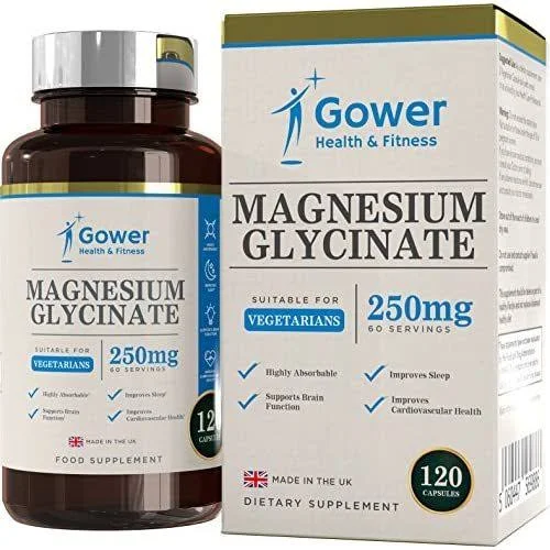 Magnesium Glycinate 250mg - 120 Vegetarian Capsules, Highly Bioavailable Form O