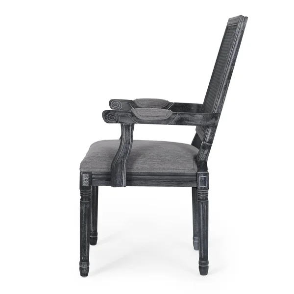 Set of 4 Maria French Country Wood and Cane Upholstered Dining Chairs Gray - Christopher Knight Home