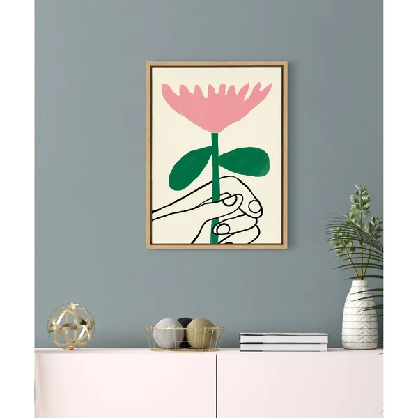 Kate and Laurel Sylvie for You Framed Canvas Wall Art by Marcello Velho, 18x24 Natural, Abstract Wall Decor