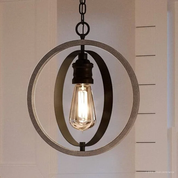 Luxury Vintage Pendant Light - 14x22H x 12x22W, with Modern Farmhouse Style, Charcoal Finish by Urban Ambiance UHP2214