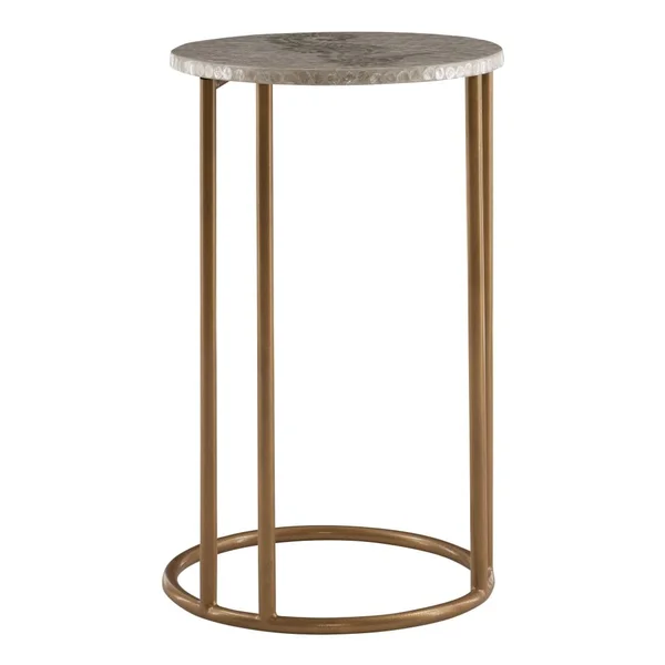 Linon Rhette Capiz Mosaic Accent Table, 26x22H x 15x22W x 15x22D, Gold/Ivory