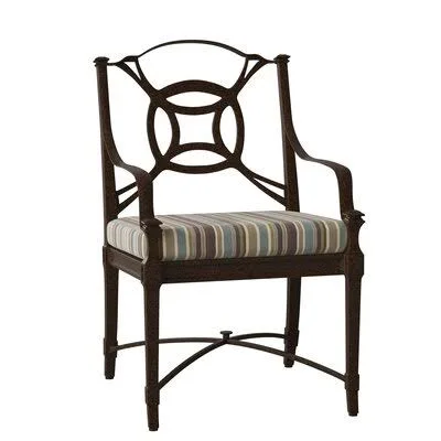 Isla Patio Dining Armchair with Cushion Woodard Cushion Color: Impact Beam Yellow - Frame Color: Chestnut Brown, Seat Height: 20\