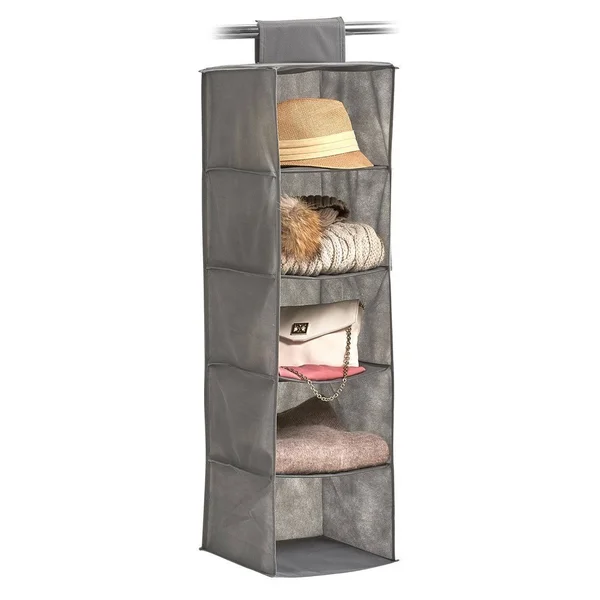 Zeller 14613 Hanging Storage - 5 Comp, Non-Woven, Grey, 28 x 28 x 95 cm, Fleece, 28x28x95 cm