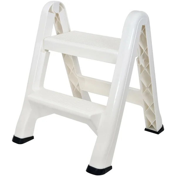 Spigo Heavy Duty 2-Tier Folding Step Stool Ladder - White, 22.5x20.5x19 Inches