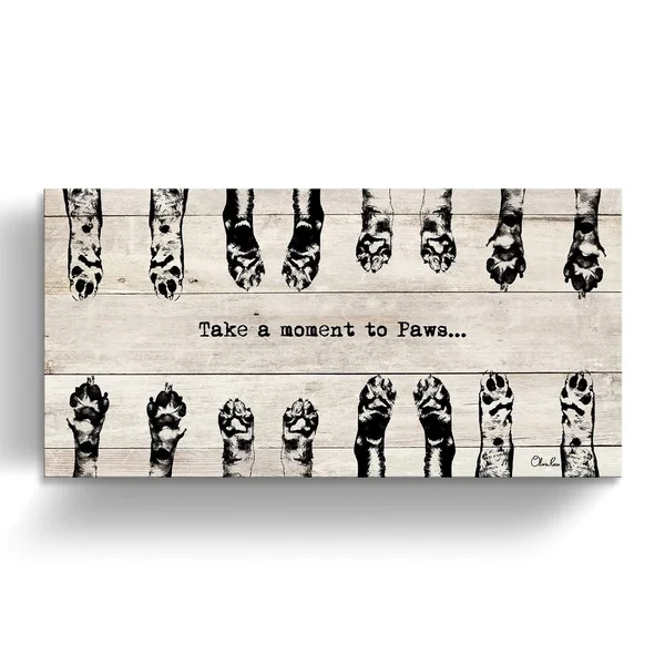Porch & den &Paws& Wrapped Canvas Wall Art - 36x22 W x 18x22 H