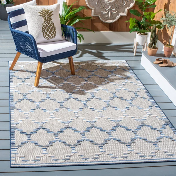 Safavieh Cabana Rug Collection CBN333G - Grey - Blue - 9' x 12'