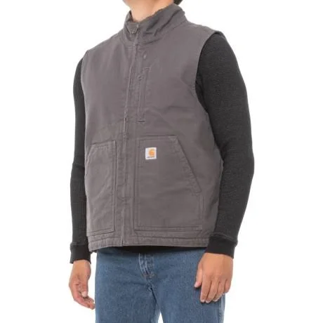 104277 Washed Duck Mock Neck Vest - Sherpa Lined, Loose Fit, Factory Seconds (FOR Men) - Gravel (5xl )