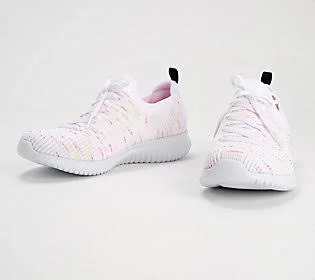 Skechers Washable Knit Slip-On Sneakers -Pop Sensation - Size 11 Medium, White/Multi