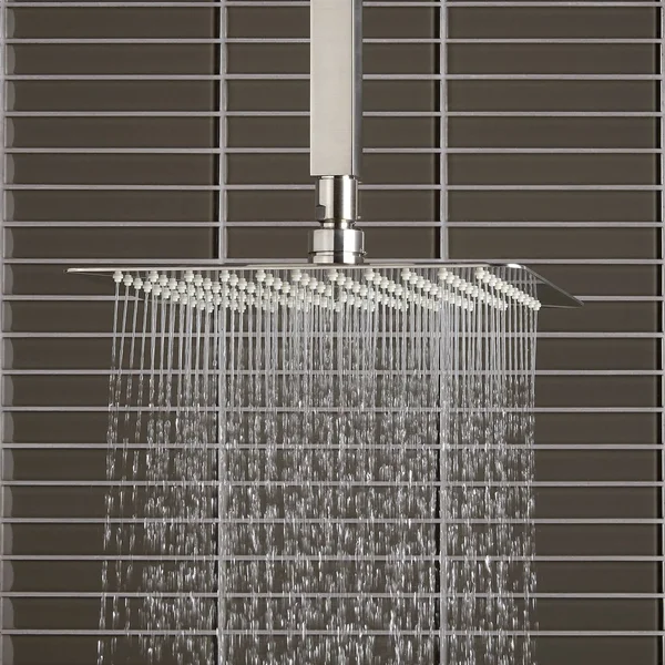 Signature Hardware 449443 8x22 Modern Square Rainfall Shower Head with 4x22 Square Ceiling-Mount Arm - 2.5 - Brushed Nickel Chro