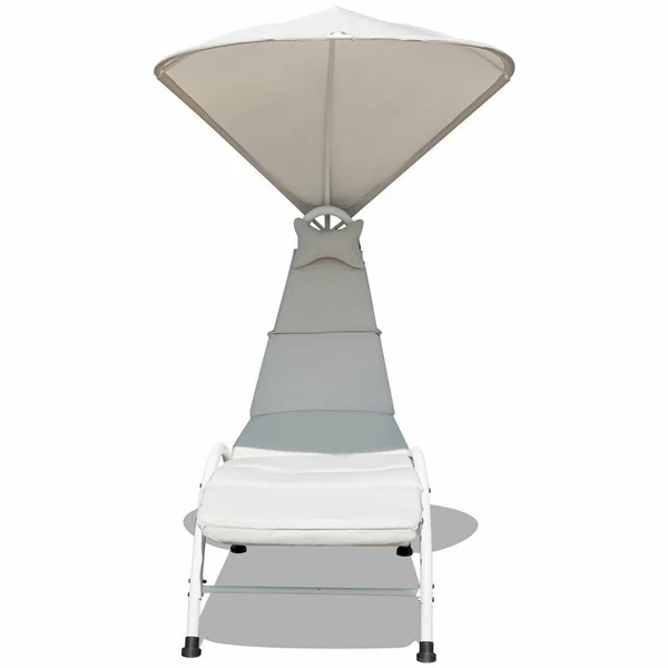 Gymax Hanging Chaise Lounger Chair Arc Stand Porch Swing Hammock Chair w/ Canopy Khaki - Beige