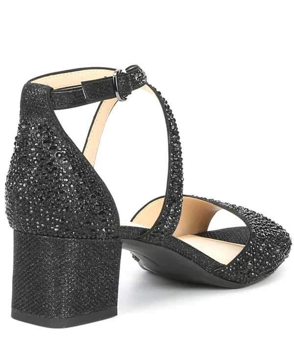 Alex Marie Seyland Rhinestone Cross Strap Block Heel Sandals - 7.5M