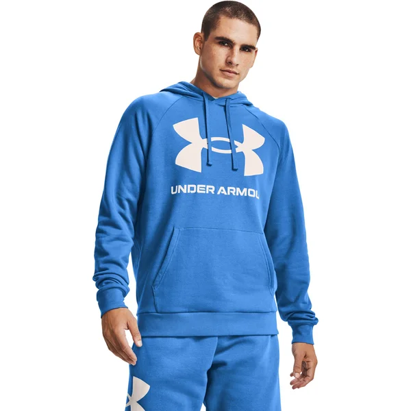 Under Armour Rival Fleece Big Logo Hoodie Blue Onyx White