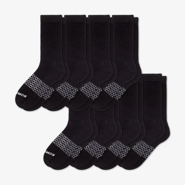 Women's Calf Sock 8-Pack - Black - Medium - Cotton - Bombas