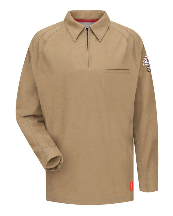 Bulwark Long Sleeve Polo Long Sizes - Khaki - LT