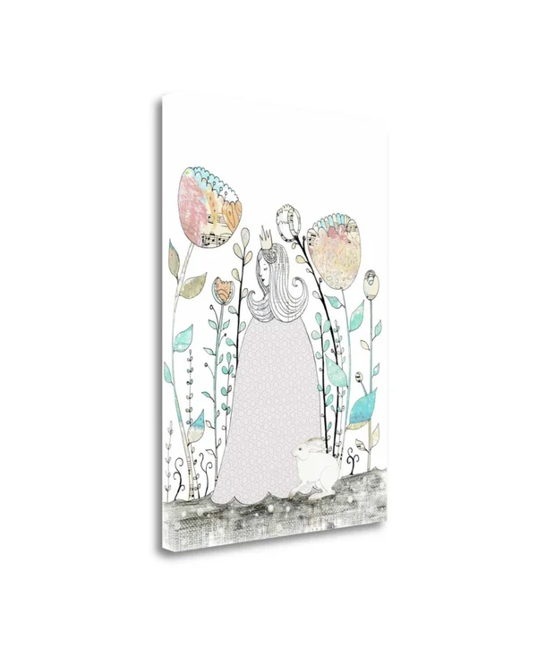 Tangletown Fine Art Princess and The Rabbit by Sarah Ogren Giclee Print on Gallery Wrap Canvas - 28x22 x 39x22 - Multi