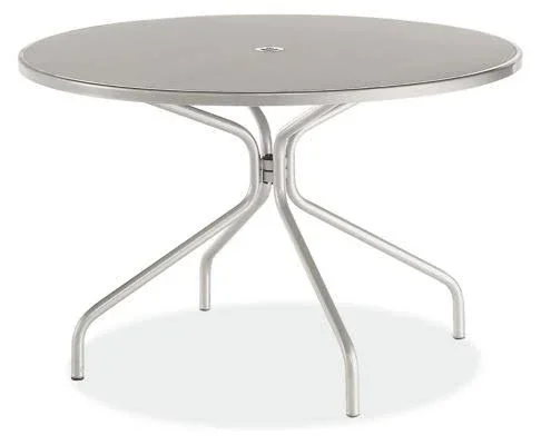Room & Board - Modern Kona 4 Person Round Patio Table in Silver Grey Steel, 48 Diameter 30H