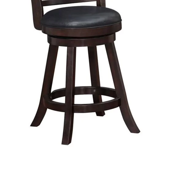 Swivel Counter Stool with Leatherette SEAT, Set of 2, Brown and Black