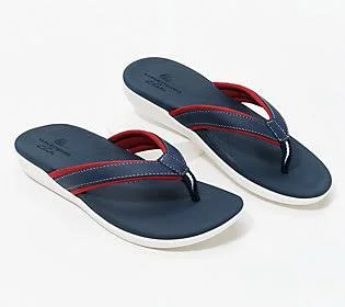 Cloudsteppers by Clarks Thong Sandals - BrioSol - Size 9 Medium, Red/White/Blue