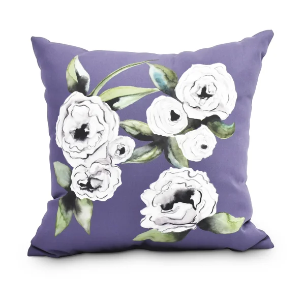 Contemporary Home Living 18x22 Purple - Green and White Square Radiant Rose Decorative Floral Throw Pillow