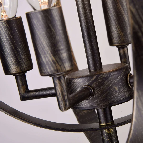Carbon Loft Bidwell Antique Black Iron 4-Light Orb Chandelier