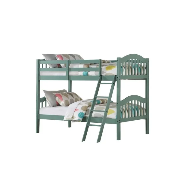 Taylor & Olive Amsonia Mint Green Twin-over-Twin Wood Bunk Bed
