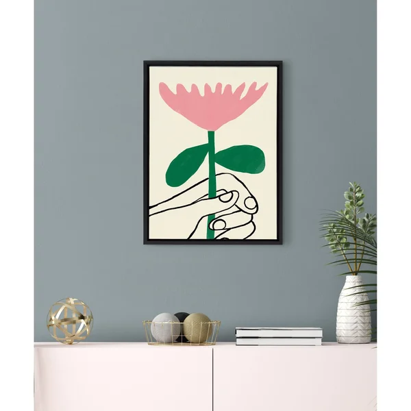 Kate and Laurel Sylvie for You Framed Canvas Wall Art by Marcello Velho, 18x24 Natural, Abstract Wall Decor