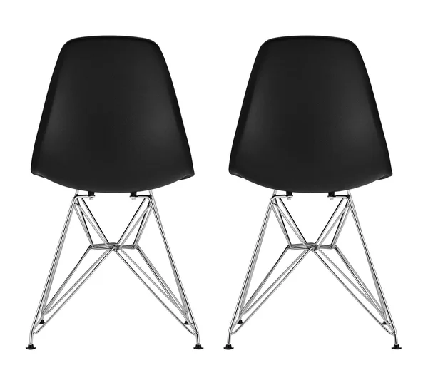 DHP Mid Century Modern Molded Chair with Upholstered SEAT, Set of 2, Black