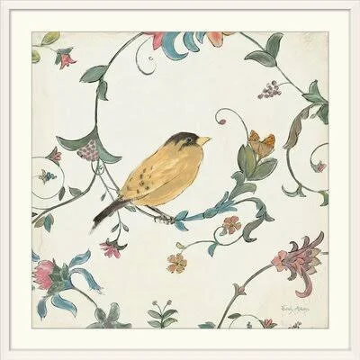 &Birds Gem III& by Emily Adams Painting Print Great Big Canvas Format: White Frame, Size: 38x22 H x 38x22 W x 1x22 D