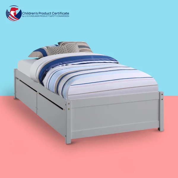 Gestel Twin 2 Drawer Solid Wood Daybed - Grey