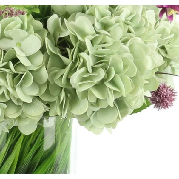 Litton Lane Indoor Plastic and Ceramic Artificial Hydrangea Floral Arrangement in Planter