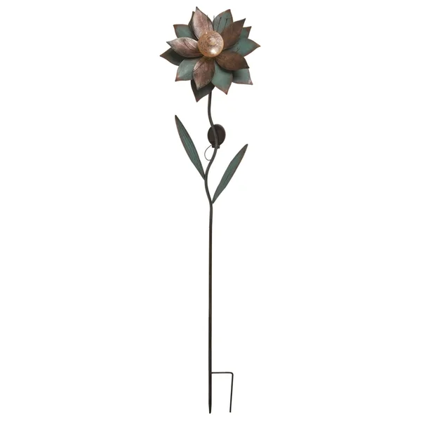 53.5x22 Green and Bronze Easter Solar Flower Yard Stake - 34253155