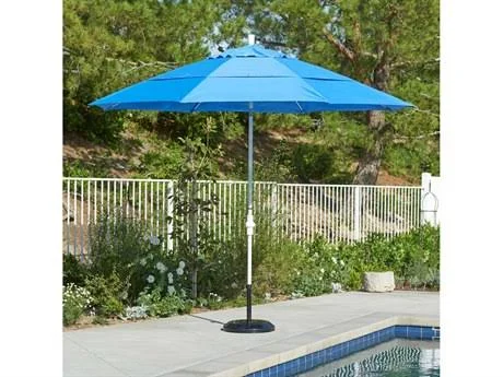 California Umbrella 11' Sun Master Series Patio Umbrella with Matted White Aluminum Pole Fiberglass Ribs Collar Tilt Crank Lift