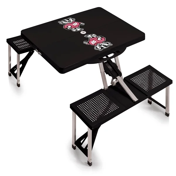 Picnic Time Picnic Table Black University of Wisconsin Badgers