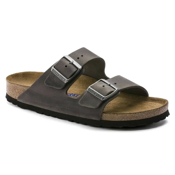 Birkenstock Arizona Oiled Leather Sandals - Iron, Size 42