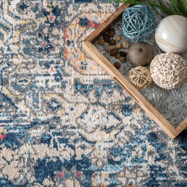 nuLOOM North Transitional Vintage Medallion Area Rug - 6& Square - Blue