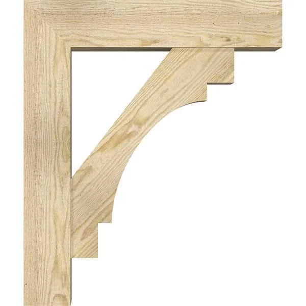 Ekena Millwork BKT0604X22X26MRC05RDF 6x22W x 22x22D x 26x22H Merced Block Rough Sawn Bracket w/ Offset Brace - Douglas Fir