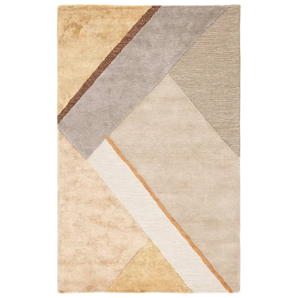 Mendel Handmade Geometric Yellow/ Gray Area Rug - 2' x 3'