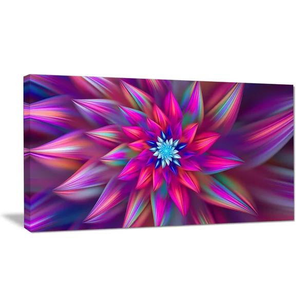 Design Art &Huge Purple Pink Fractal Flower& Graphic Art Print on Canvas, Size: 28 inch H x 60 inch W x 1.5 inch D