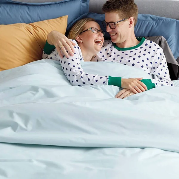 The Company Store Company Cotton 3-Piece Blue Smoke Solid 300-Thread Count Cotton Percale Twin XL Sheet Set
