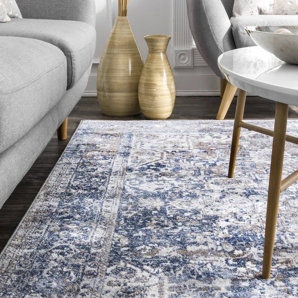nuLOOM Rugs Vintage Lilah Medallion Blue 5& x 7& 5x22 Area Rug