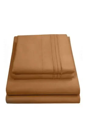 Sweet Home Collection Mocha 1800 Thread Count 4 Piece Sheet Set