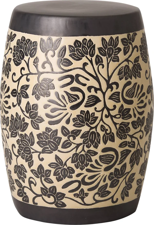 Emissary Amarante Garden Stool Black & Cream