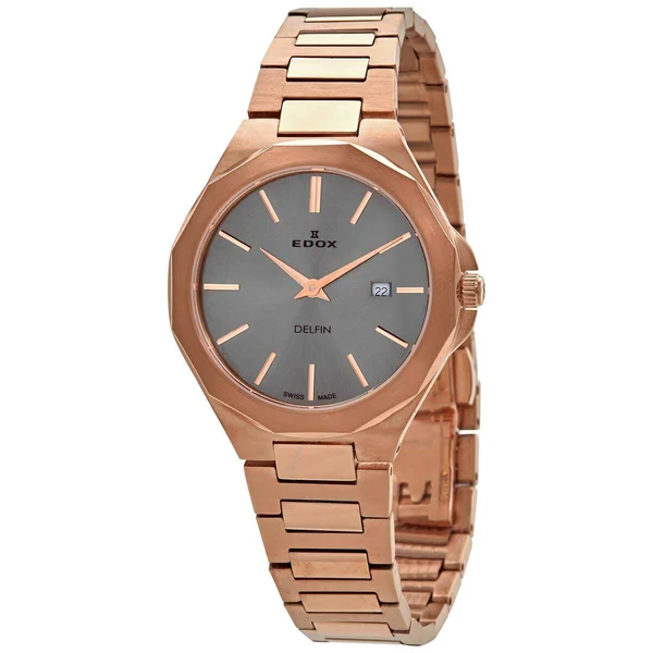 Edox Delfin Quartz Grey Dial Ladies Watch 57005 37rm Gir