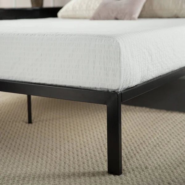 Priage Faux Leather Queen-Size Platform Bed, Black