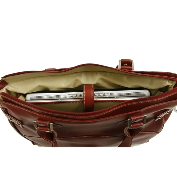 Piel Leather Large Ladies Side Strap Tote - Red