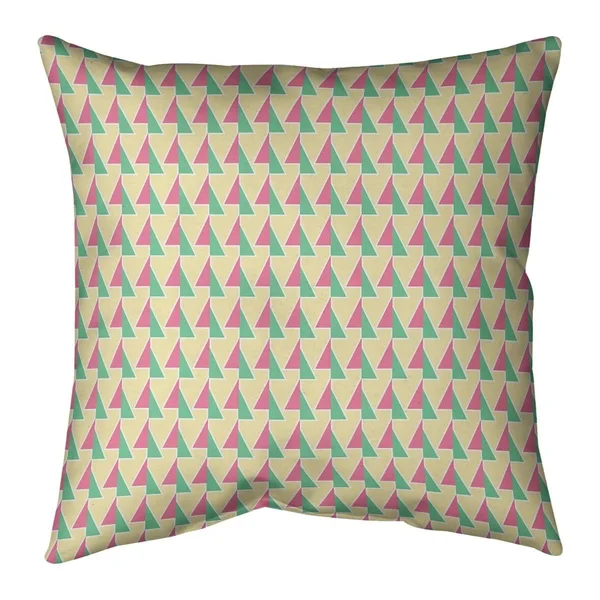 Three Color Shifted Arrows Pattern Throw Pillow - 20 x 20 - Pink Yellow & Green - Faux Suede